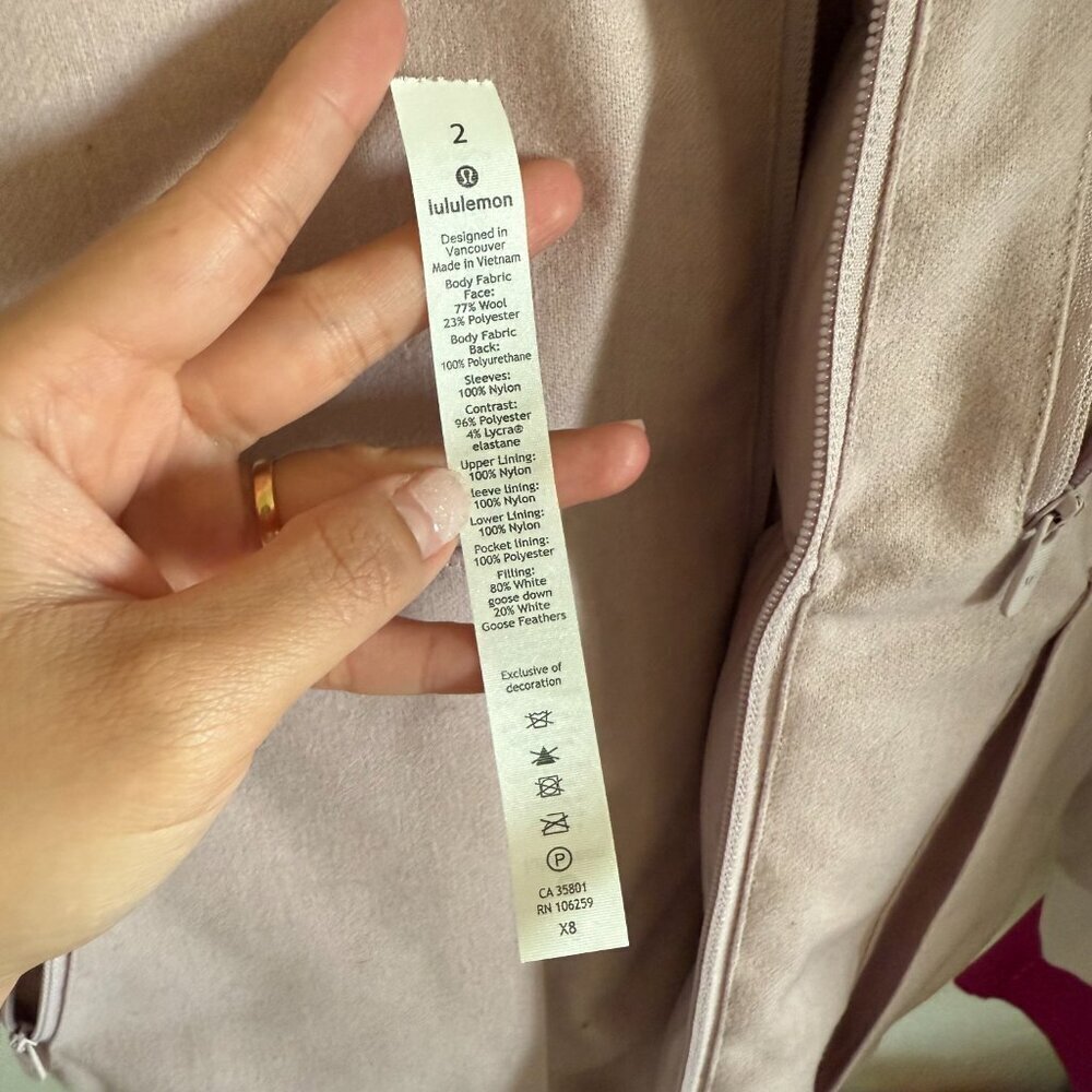 Lululemon Roam Far Reversible Wool Bomber Jacket In Porcelain Pink US 2​​​​ - Picture 8 of 8